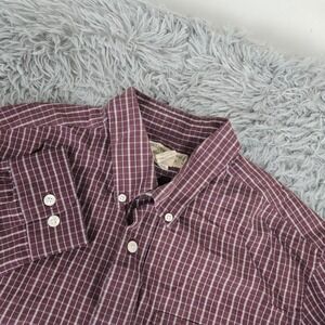 Duluth Trading Co Button Down Mens L Burgundy Excellent Wrinklefighter Trim Fit